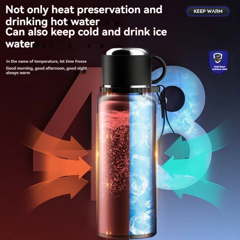 ThermoGuard Pro™ 2L Smart Water Bottle - 316 Stainless Steel Vacuum Flask with Temperature Display & Detachable Cup