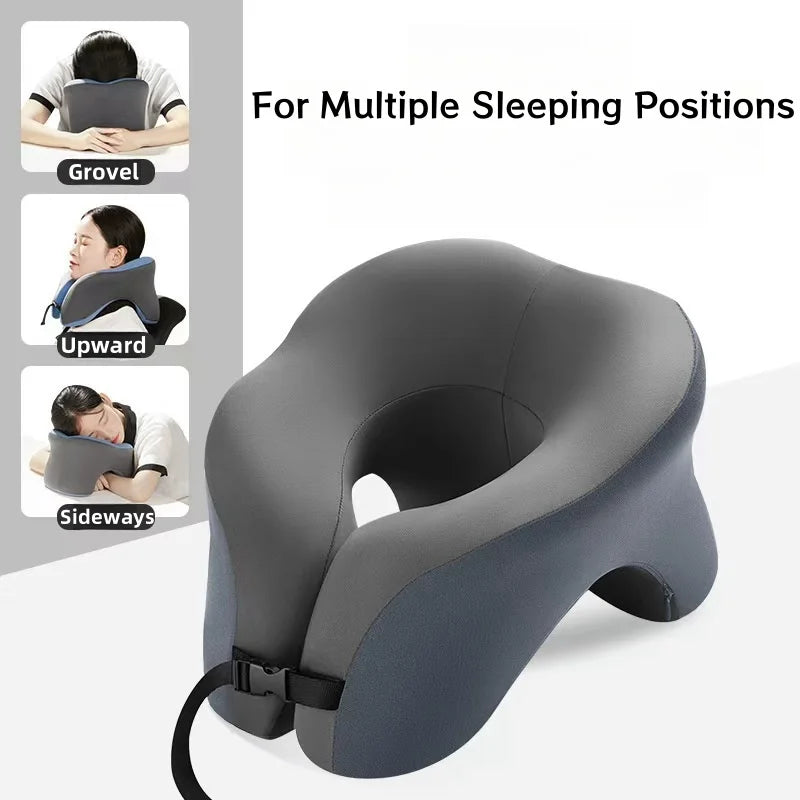 AeroRest™ Memory Foam Travel Pillow - 5-Second Rebound Tech with Adjustable Neck Support & Waterproof Bag