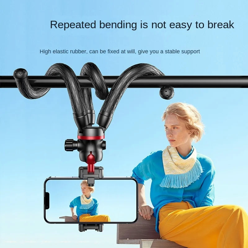OctoFlex Pro™ *"2-in-1 Octopus Tripod – Bendable Legs + Phone/DSLR Mount, Cold Shoe for Lighting