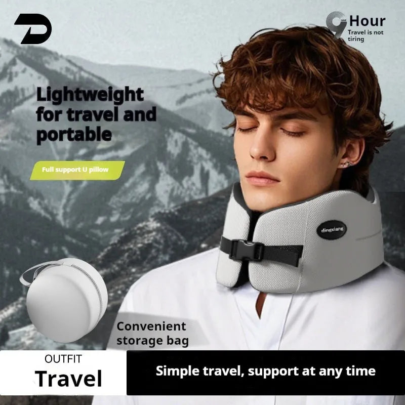 AeroRest™ Smart Neck Pillow - Ergonomic Memory Foam Design with Adjustable Chin Support (Grey/Blue)