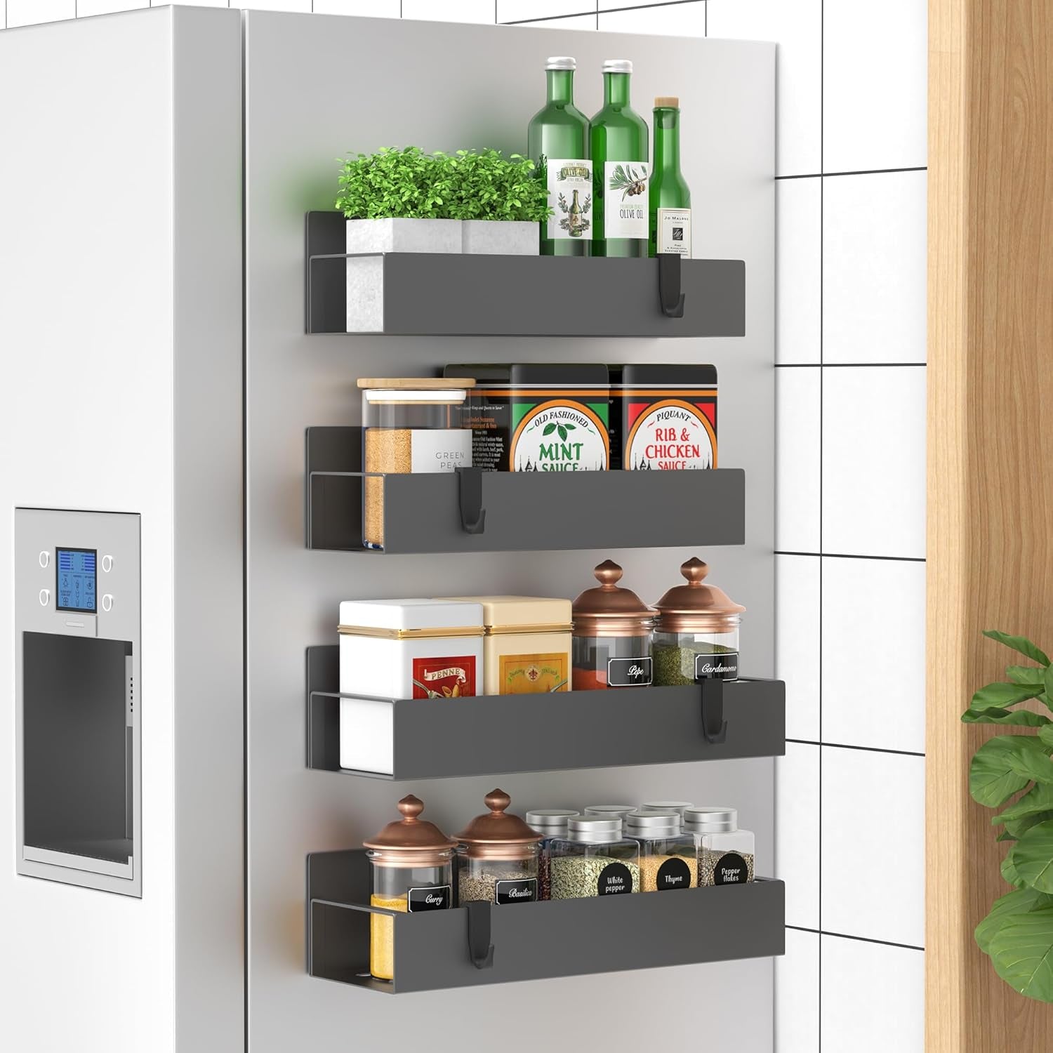 Magnetic Spice Storage - 4-Pack, Strong Hold, Kitchen Space Saver