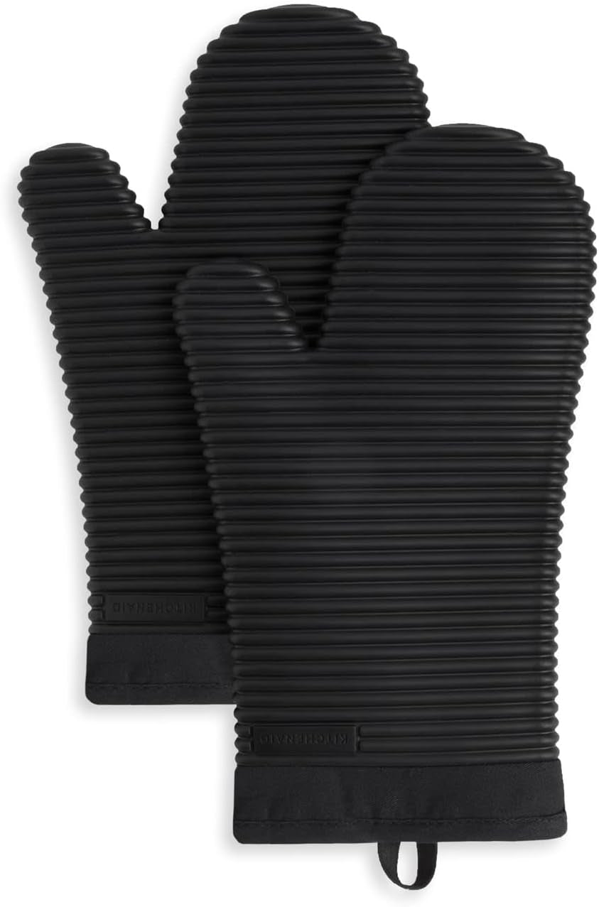 KitchenAid Ribbed Oven Mitts - Waterproof & Extra-Long (7"x13")