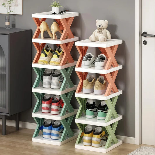 SpaceSole Pro™ - "Modular Shoe Rack Organizer - 4-Tier Detachable Plastic Shelf for Entryway & Dorms