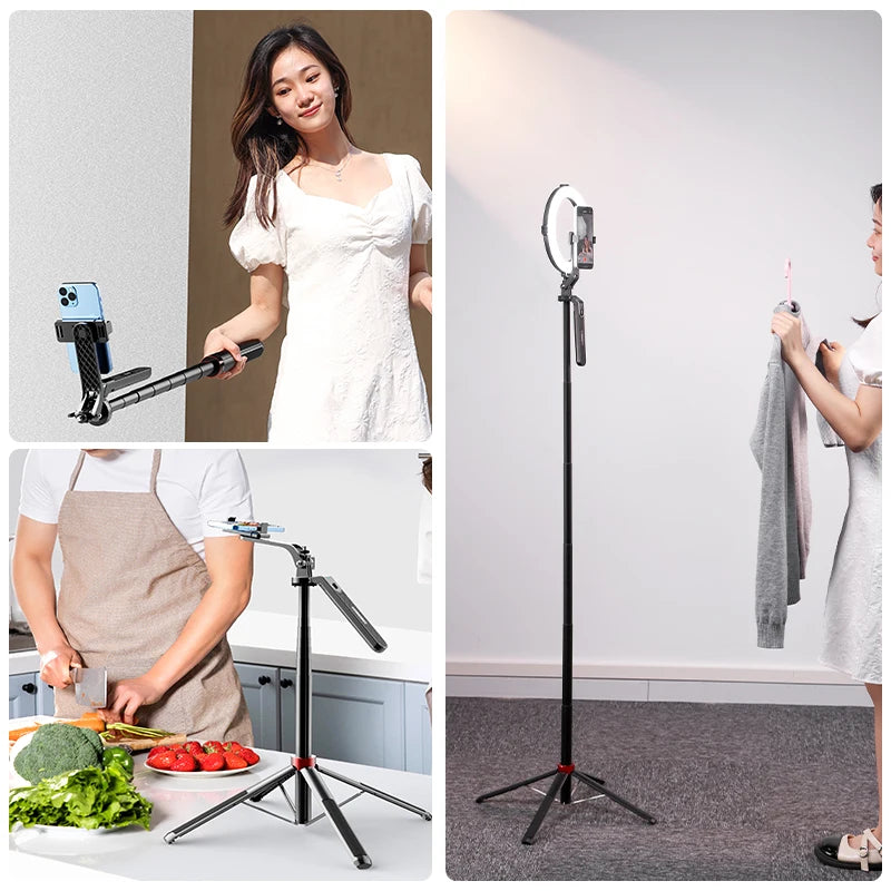 AeroGrip Ultra™ "360° Panoramic Ball Head Tripod – 10m Bluetooth Range for Live Streaming