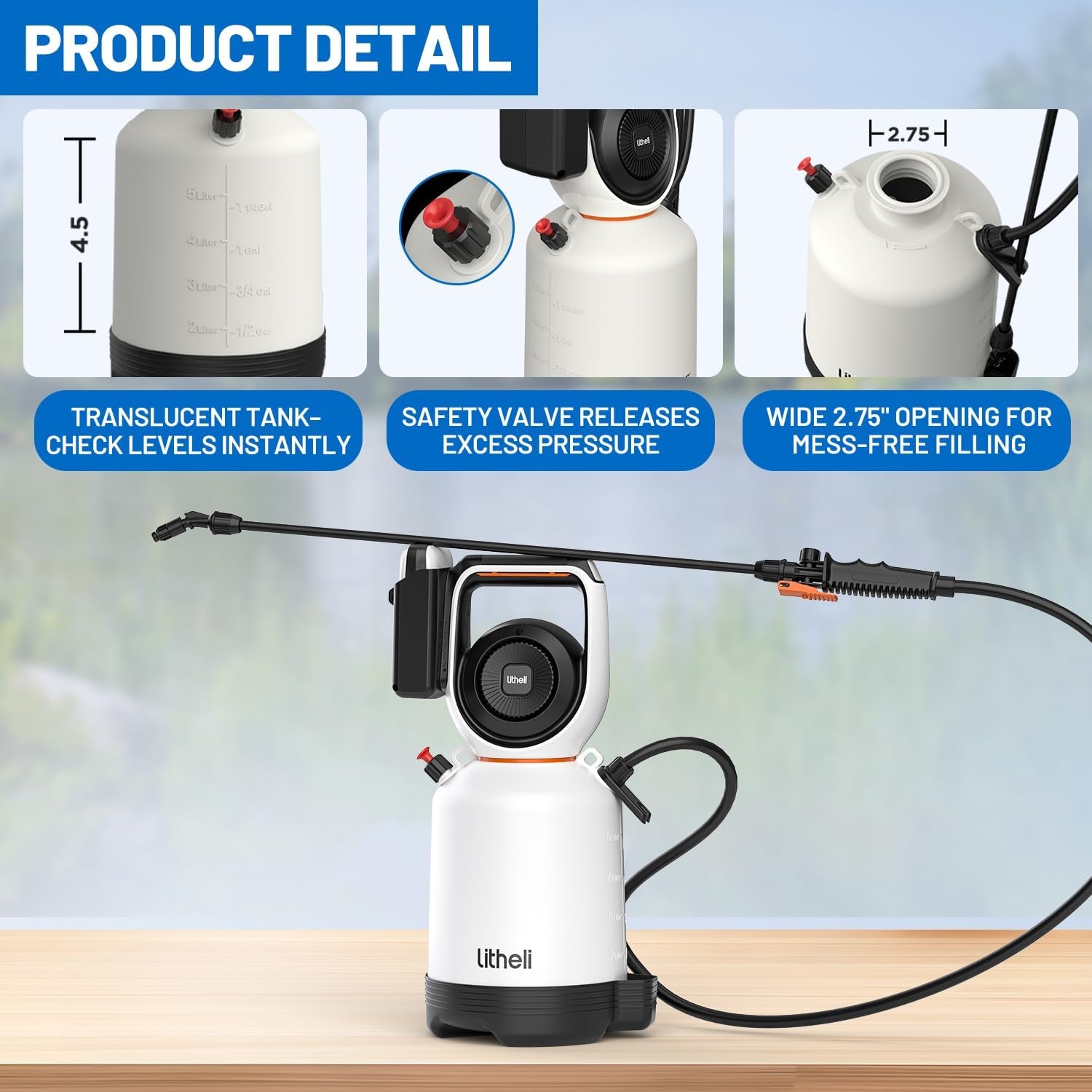 Electric Pump Sprayer – 1.3Gal, Dual Modes, Shoulder Strap