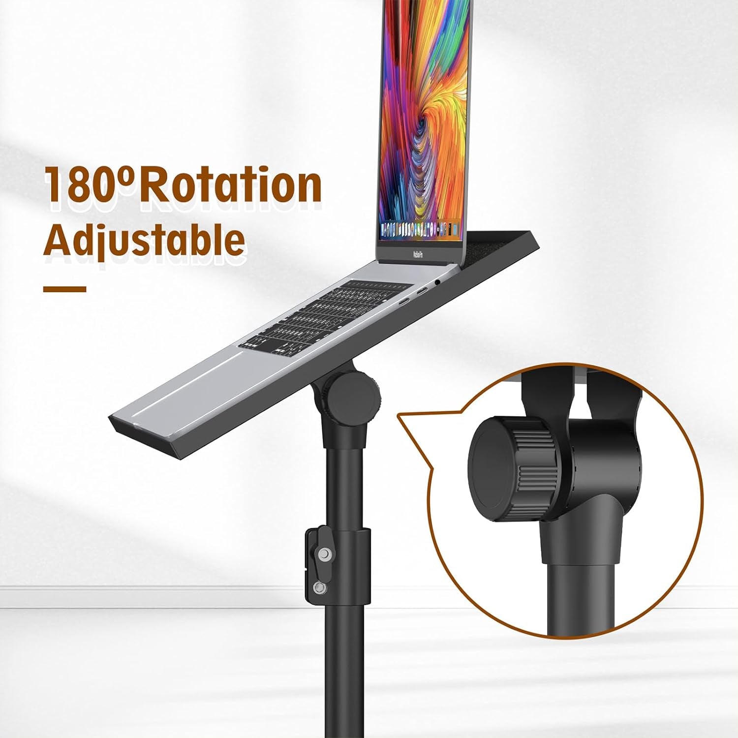 Rolling Laptop Stand - 360° Swivel Casters, Portable & Sturdy
