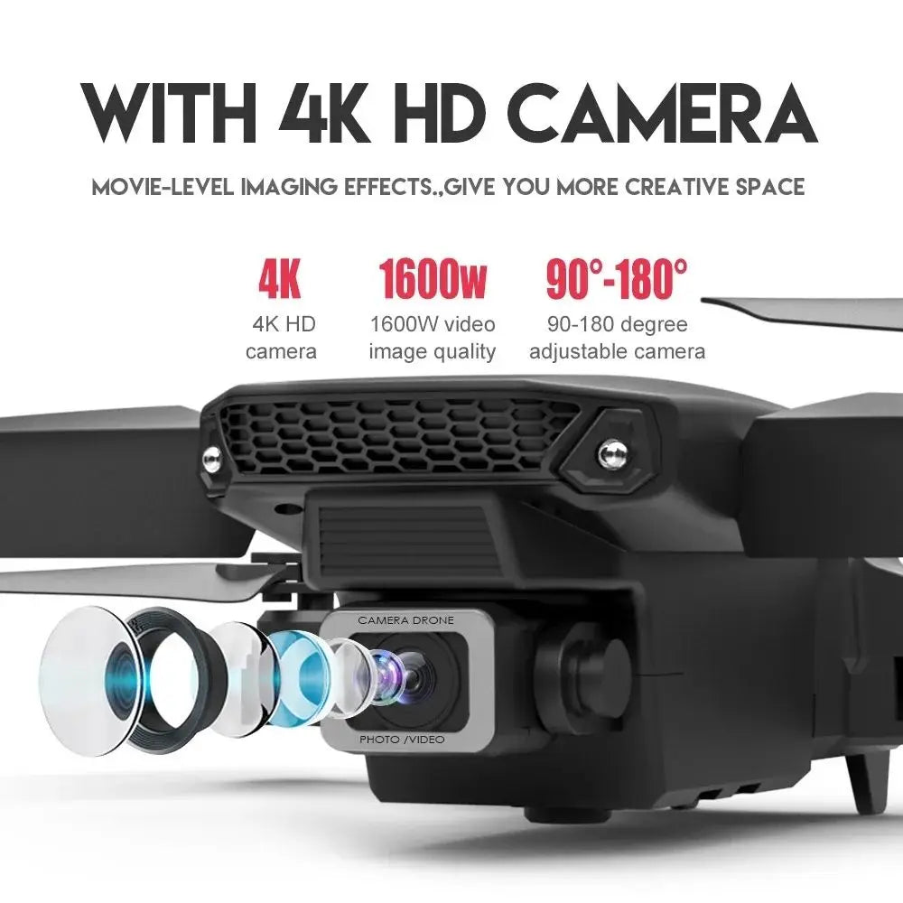 SkyVue Pro™ 2025 "4K FPV Drone with WiFi Live Feed – Foldable, Altitude Hold, 100m Range (E88 Pro Model)