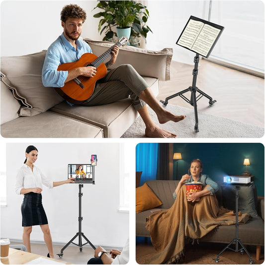 Rolling Laptop Stand - 360° Swivel Casters, Portable & Sturdy
