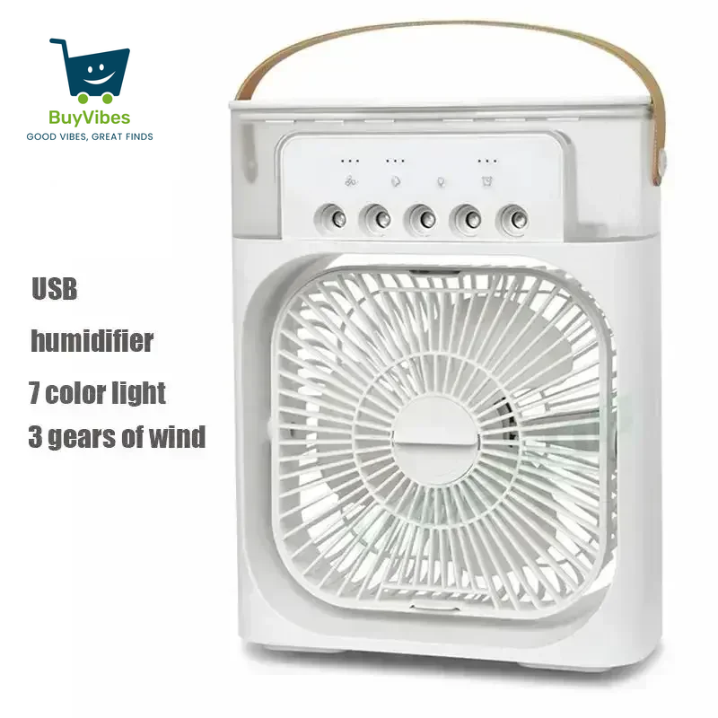 CoolMist Glow™ – Portable 3-in-1 Air Cooler Fan, Humidifier & 7-Color LED Night Light | USB Mini Air Conditioner for Home, Office & Travel