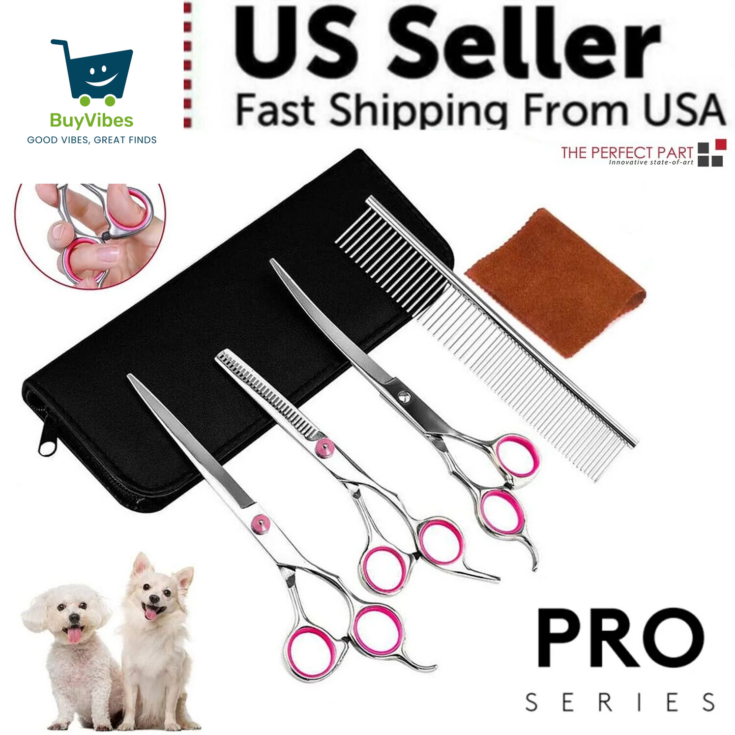 FurSculpt Pro™  - Precision Stainless Steel Shears – Straight, Curved & Thinning Blades for Show-Ready Grooming